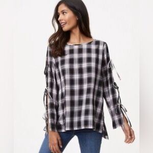 Ann Taylor Loft Women’s Plaid Long Sleeve Blouse Large New NWT